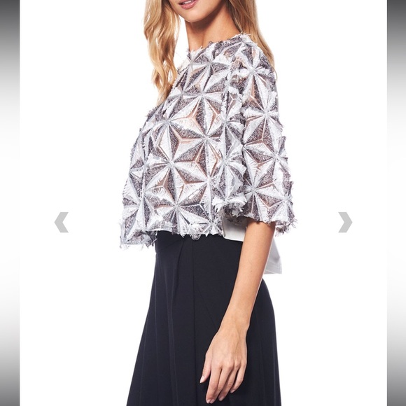 Garcia Women’s Silver Sequin beaded pinwheel motifs crop top size S - Picture 3 of 14